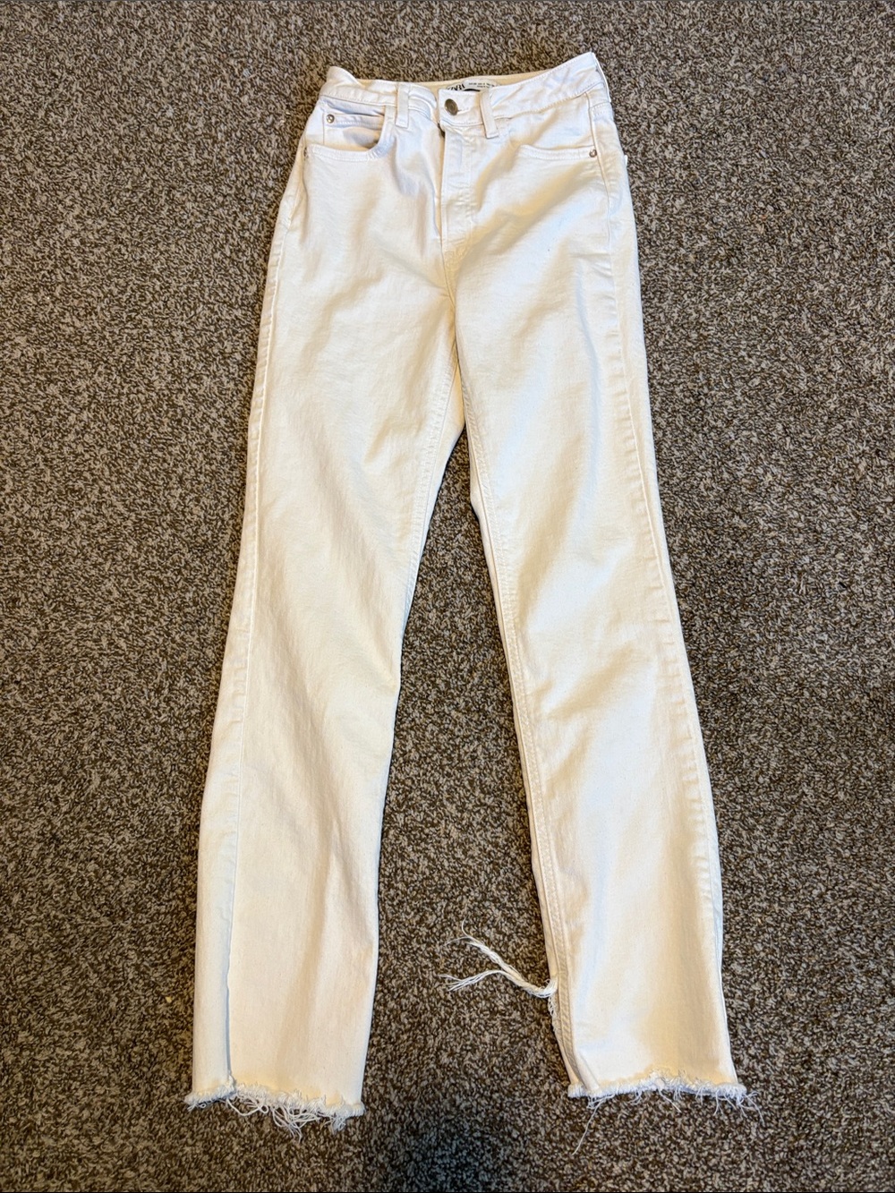 Zara Off-White Straight Leg Jeans 4